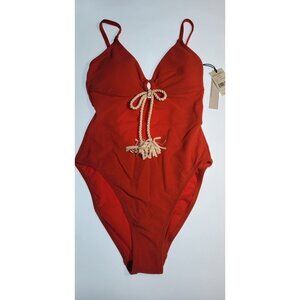 Robin Piccone Soliel One Piece Swimsuit Marmalade Textured Sz 8